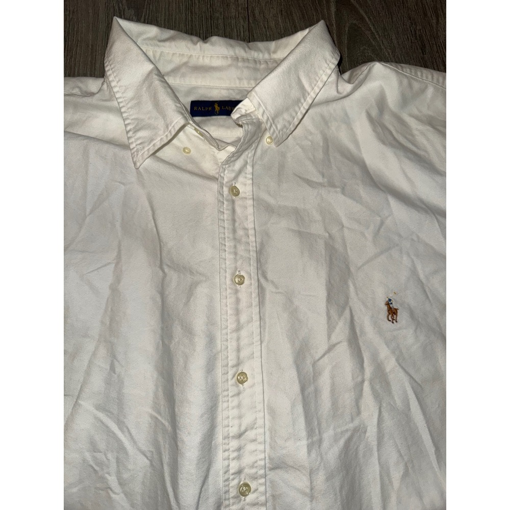 Ralph Lauren Mens 4XLT White Oxford Button Down Long Sleeve Pony Logo Shirt